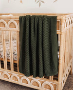 Olive Diamond Knit Baby Blanket