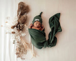 Olive Jersey Wrap and Beanie Set
