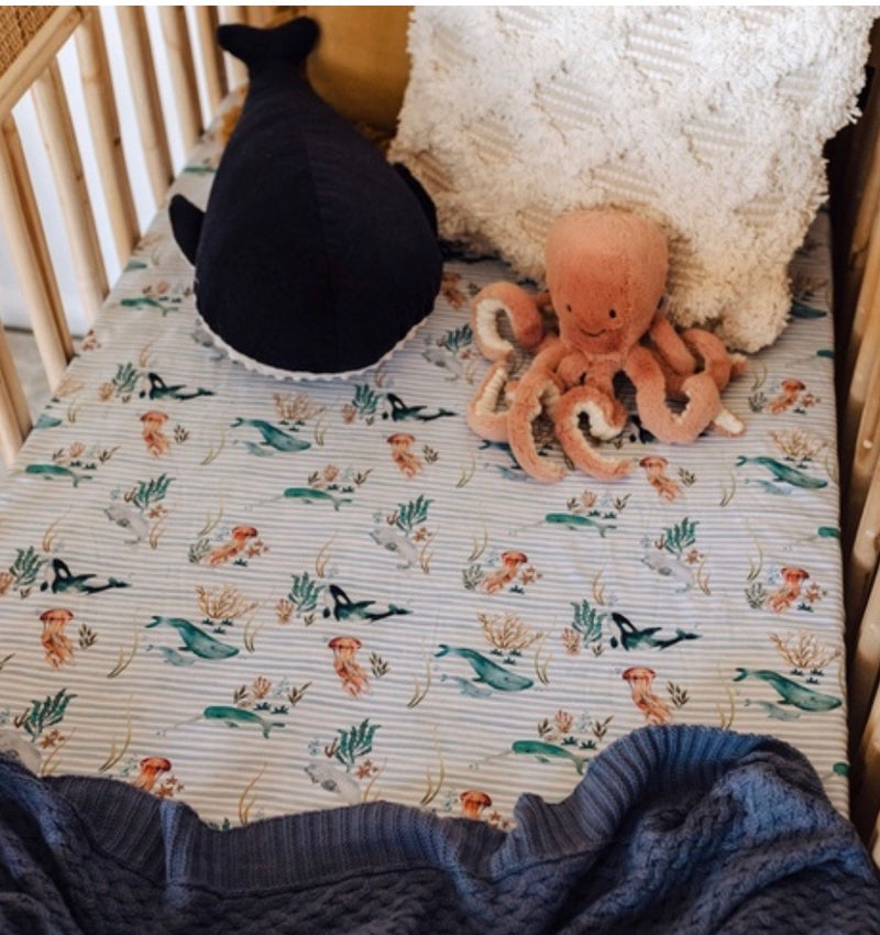 Whale Fitted Cot Sheet