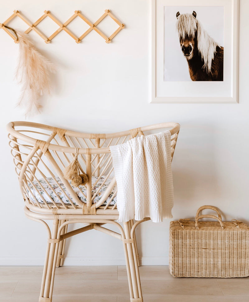 Cream Diamond Knit Baby Blanket